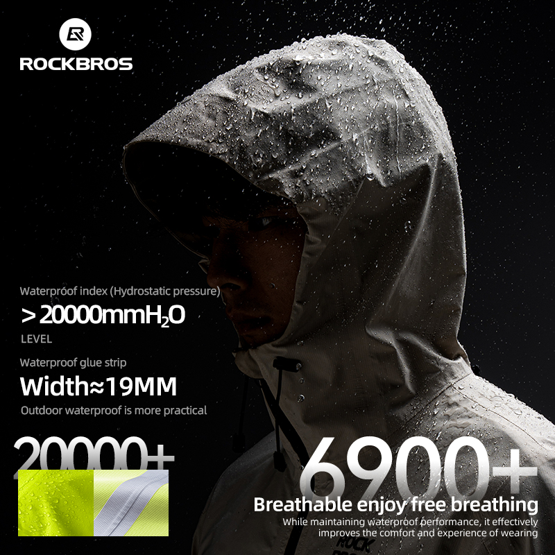 Cycling Gear Rain - ROCKBROS-Chaqueta impermeable para ciclismo, impermeable, transpirable,